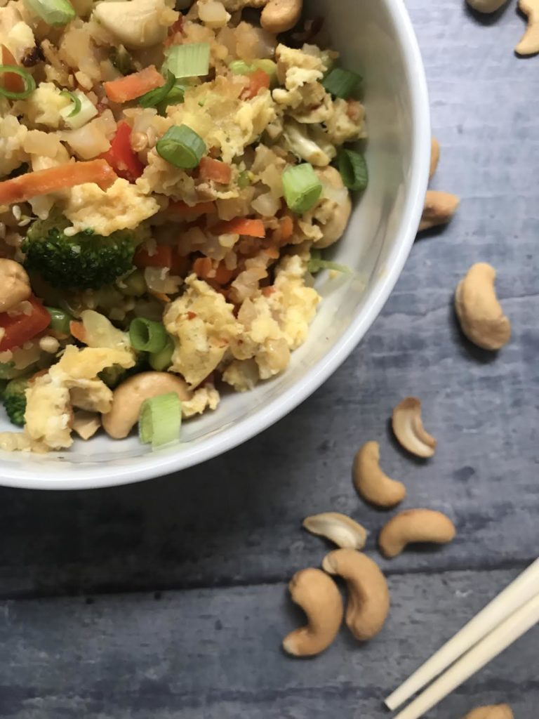 Paleo Rice with Cashews | Riced Cauliflower | Paleo | Cauliflower Recipe | Cauliflower Fried Rice