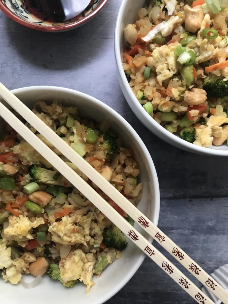 paleo rice with chopsticks | Riced Cauliflower | Paleo | Cauliflower Recipe | Cauliflower Fried Rice