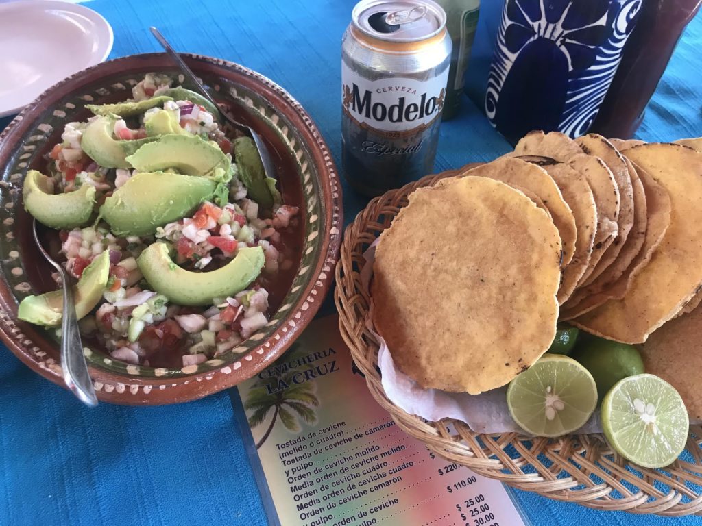 Mexican ceviche with beer and tortas 