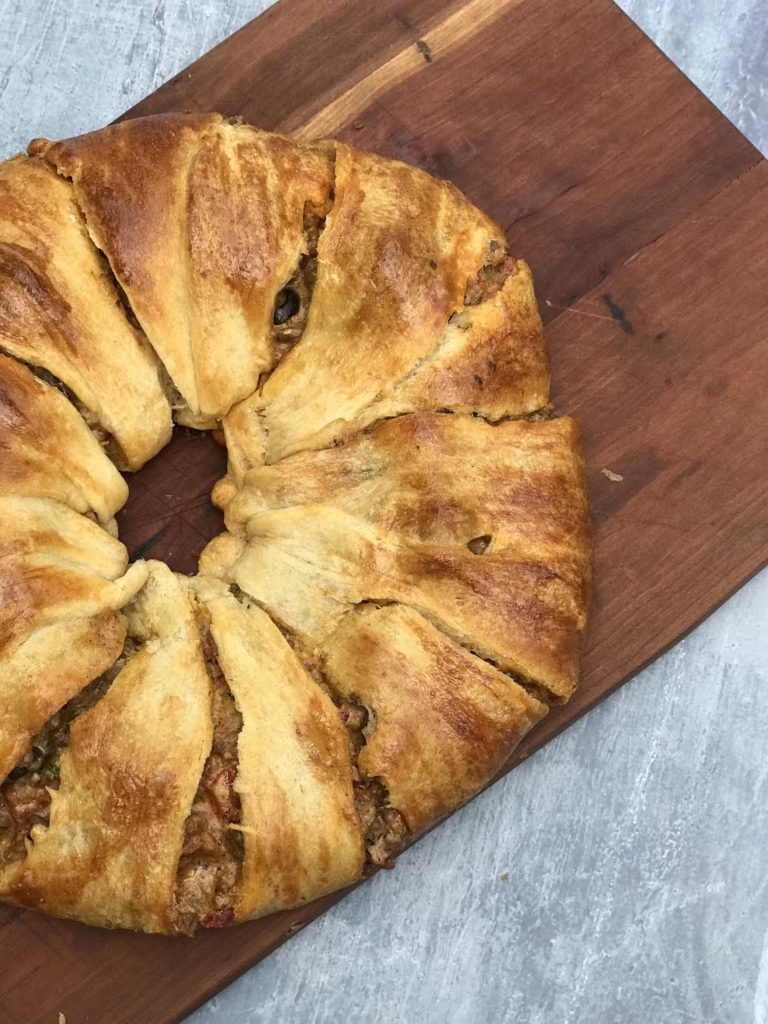 Taco ring close up on cutting board 