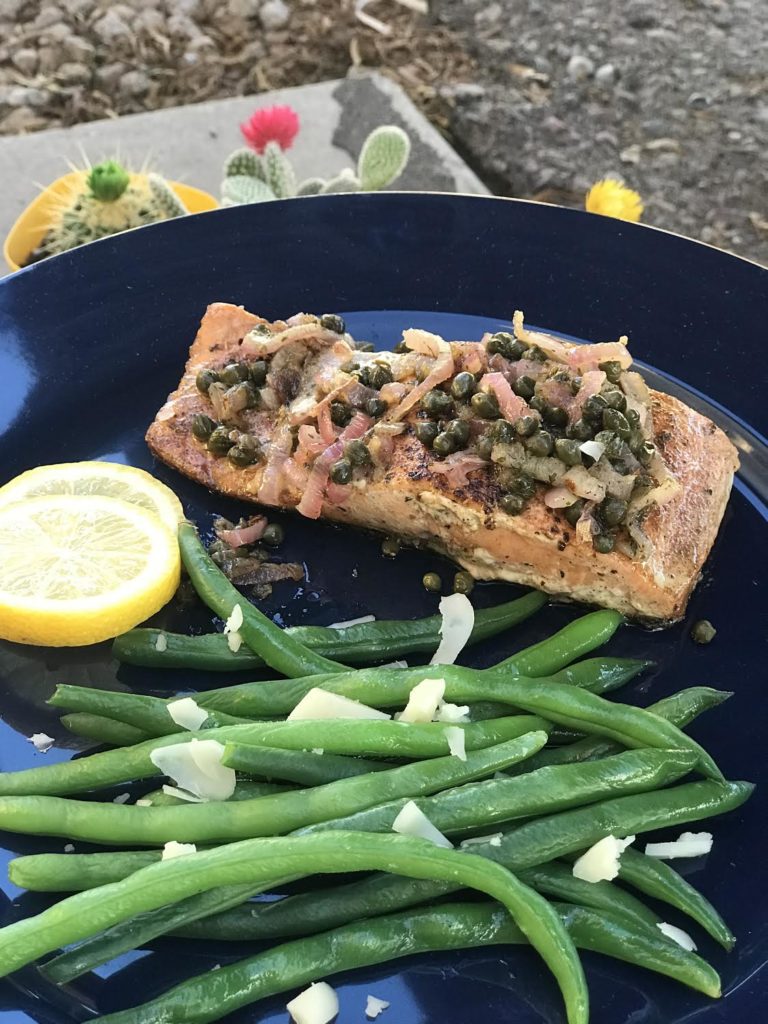 Salmon with Capers and Cactus