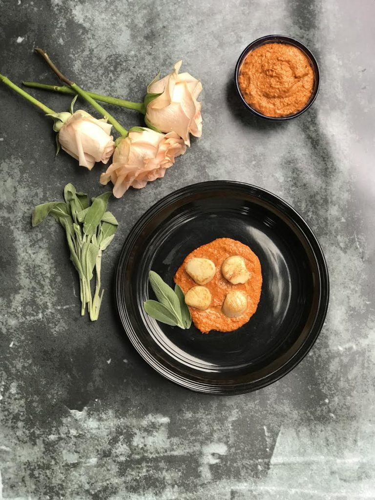 Romesco and scallops