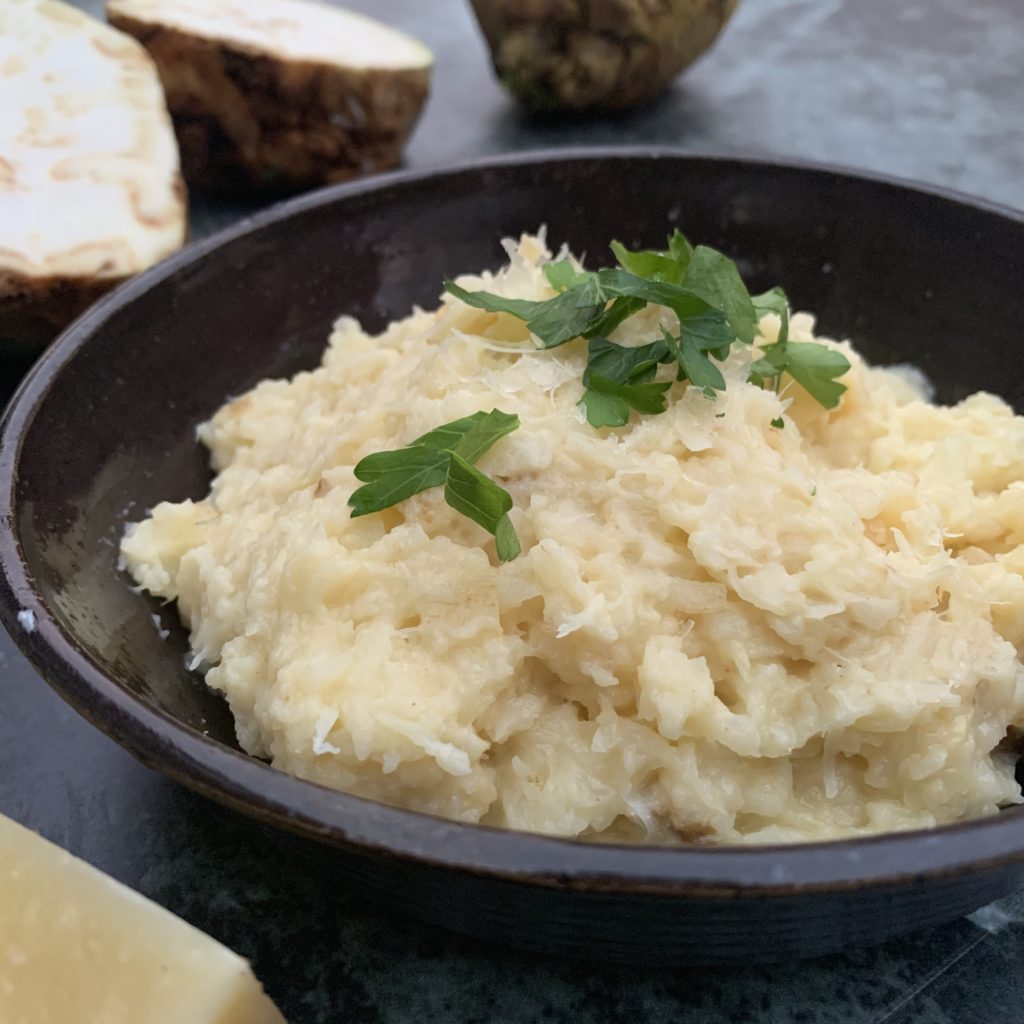 close up celery root bowl