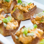 Buffalo Chicken and Cheese Wonton Bites