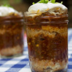 Chipotle Chili Layered with Cornbread in Mini Mason Jars