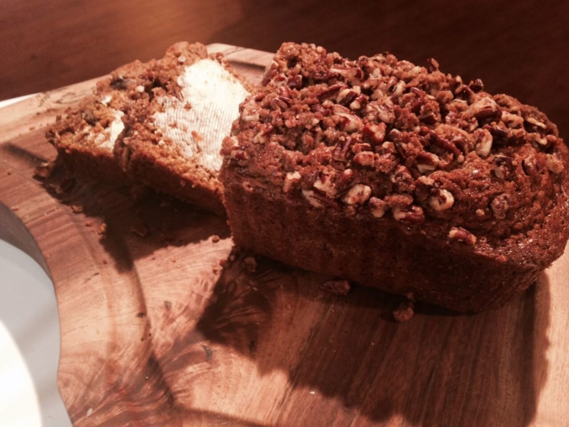 Pumpkin Bread with Pecan and Ginger Snap Crust