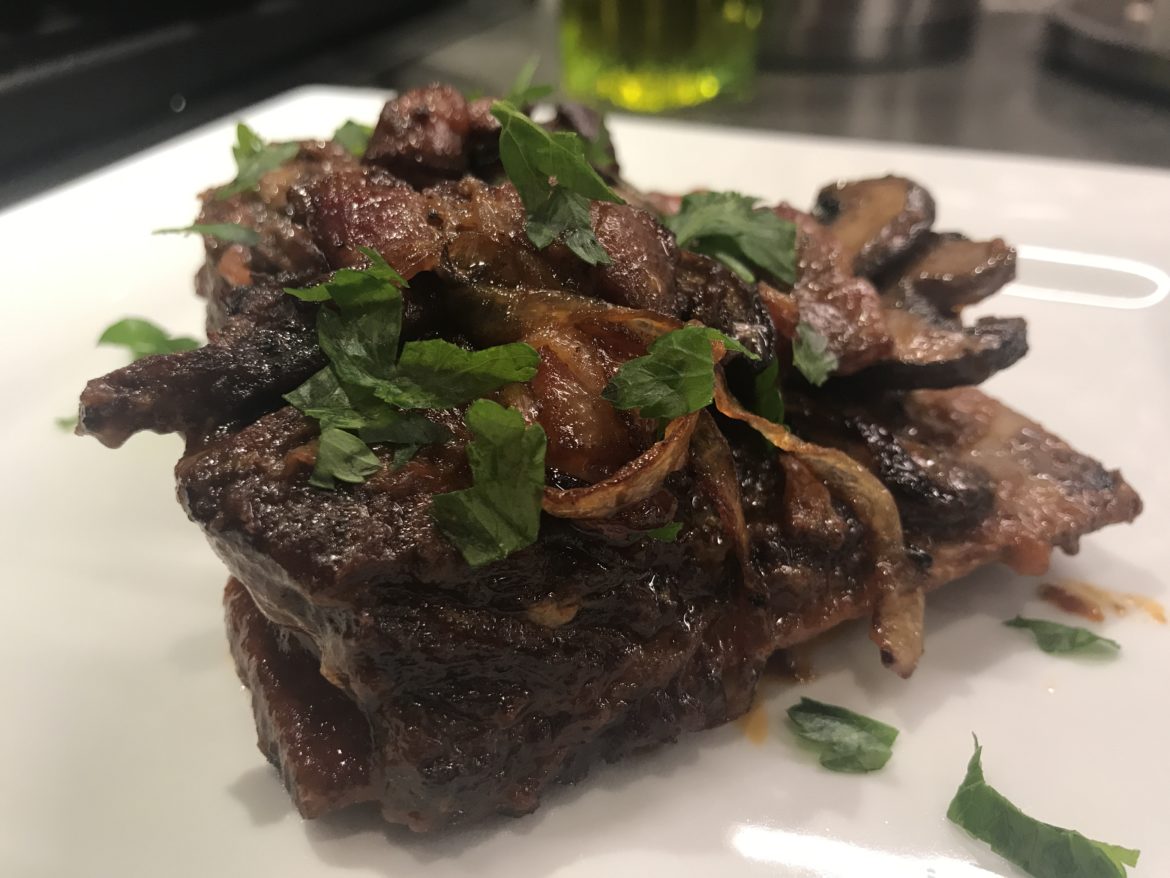 Short Ribs with Bacon and Mushrooms