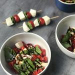 salad and skewers
